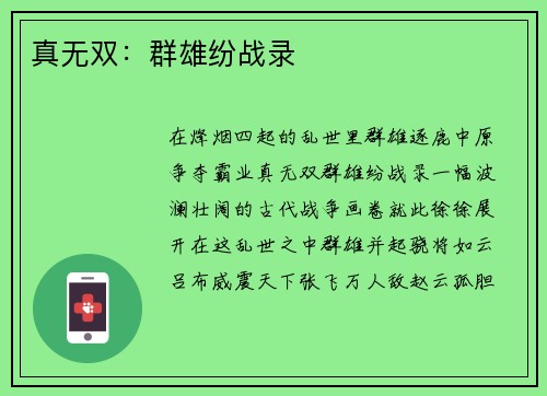 真无双：群雄纷战录